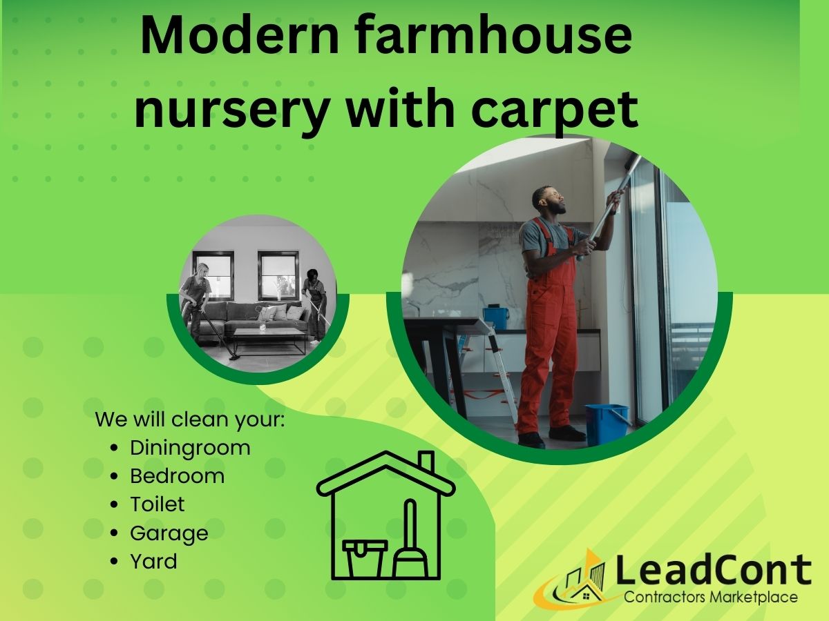 modern farmhouse nursery with carpet