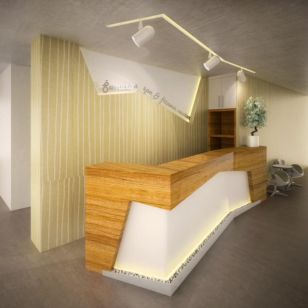 reception desks with lighting